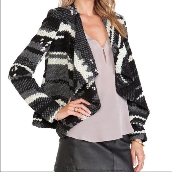 BA&SH Iris chunky waterfall knit open jacket / cardigan green blue multi - Picture 15 of 16